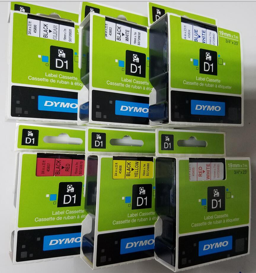 DYMO Damei brand authorized general agent 45803 white background black letter D1 ribbon 19 24mm multiple specifications optional