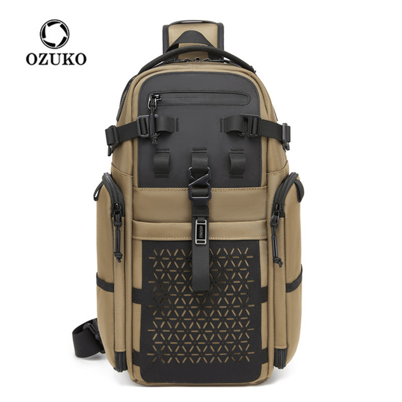 Ozuko Tactical Chest Bag Men's Large-Capacity Outdoor Sports Cycling Shoulder Crossbody Bag Trendy and Functional Travel Bag