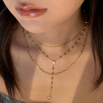 B O O N E E EUROPEAN AND EUROPEAN FASHIONABLE PERSONALITY HIP HOP MULTILAYER LAMINATED NECKLACE CROSS Y-SHAPE LOCK BONE NECK CHAIN FEMALE TIDE