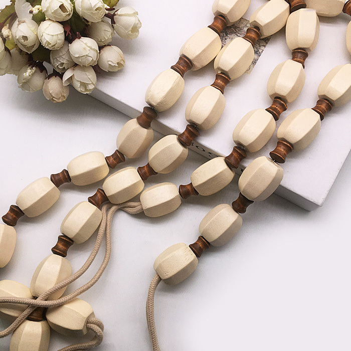 Wabi-Sabi Style Beige Long Wooden Bead Curtain Decoration Tieback Window Ornament Embellishment Tie Rope Accessories Wooden Bead Tie Rope