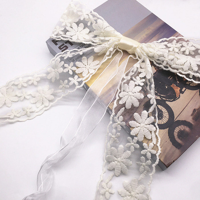 Ribbon-knit handmade mesh lace embroidered pattern butterfly-bound curtain with ribbon-knit window accessories