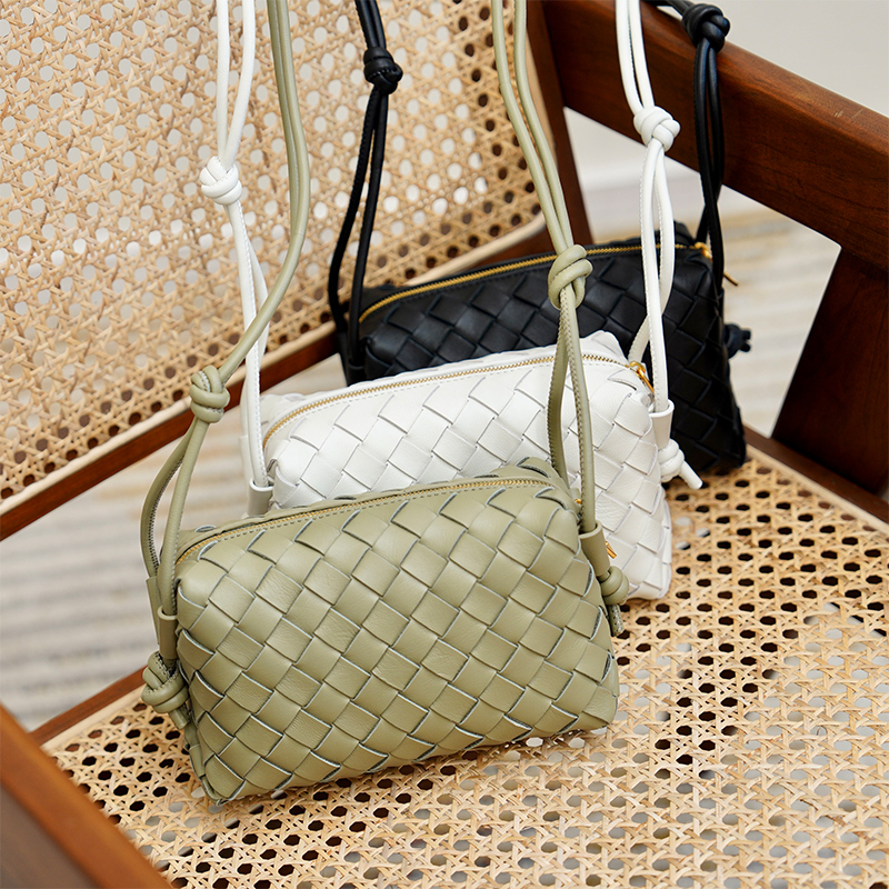 Teacher Lu's Handmade｜Italian Lambskin Hand-Woven Loop Camera Bag Single Shoulder Crossbody Small Square Bag