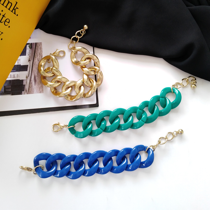 Không khí phong cách Nhật Bản và Hàn Quốc phóng đại vòng đeo tay màu acrylic thời trang đường phố đánh bại retro kẹo màu kẹo nhựa vòng tay trang sức vòng băng ngọc thủy tảo neja
