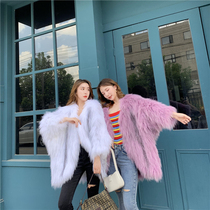 2021 new loose marble fox woven fur coat female medium-long profile fox fur coat bat sleeve