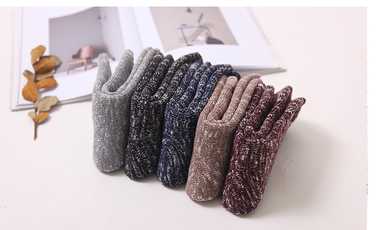 Vớ len nữ vớ mùa thu và mùa đông mẫu khăn cotton nam cộng với nhung dày ấm áp màu terry vớ nam tất ngắn cổ nam