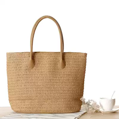 Store Manager recommends new straw bag Japanese version of Mori female shoulder woven bag beach paper village color shoulder Hand bag