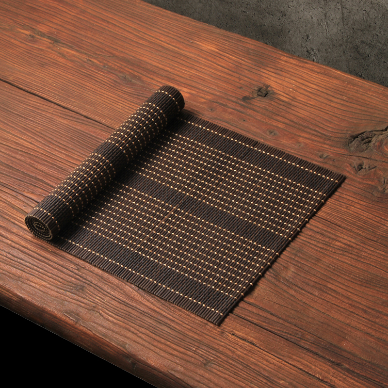 Tea Mat Bamboo Mat Zen Day Style Heat Insulation Tea Mat Kung Fu Coffee Color Tea Color Tea Bamboo Mat Table Flag Tea Art Tea Art 6 Gentleman