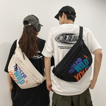 Crossbody bag men's korean version hip-hop street trend chest bag sports multi-functional trendy brand large capacity student shoulder bag