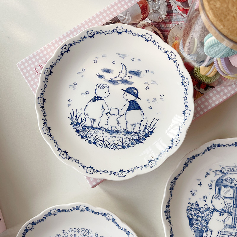 Japanese Imported Nikko Sunlight Bear Cute Retro Ceramic Plate Cake Plate Dish Plate for Home Use and Collection Japanese Imported Nikko Sunlight Bear Cute Retro Ceramic Plate Cake Plate Dish Plate for Home Use and Collection