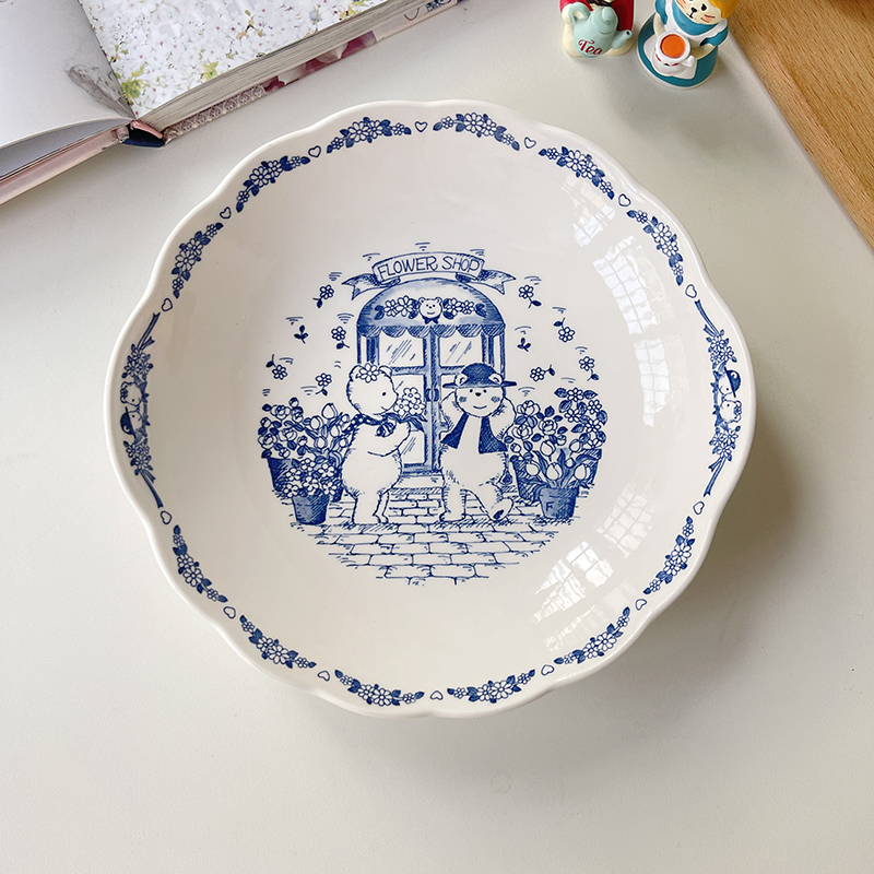 Nikko Japanese-Style Sunlight Bear Ceramic Plate Dish Double-Handle Plate Large Plate Decorative Plate for Collectors Nikko Japanese-Style Sunlight Bear Ceramic Plate Dish Double-Handle Plate Large Plate Decorative Plate for Collectors