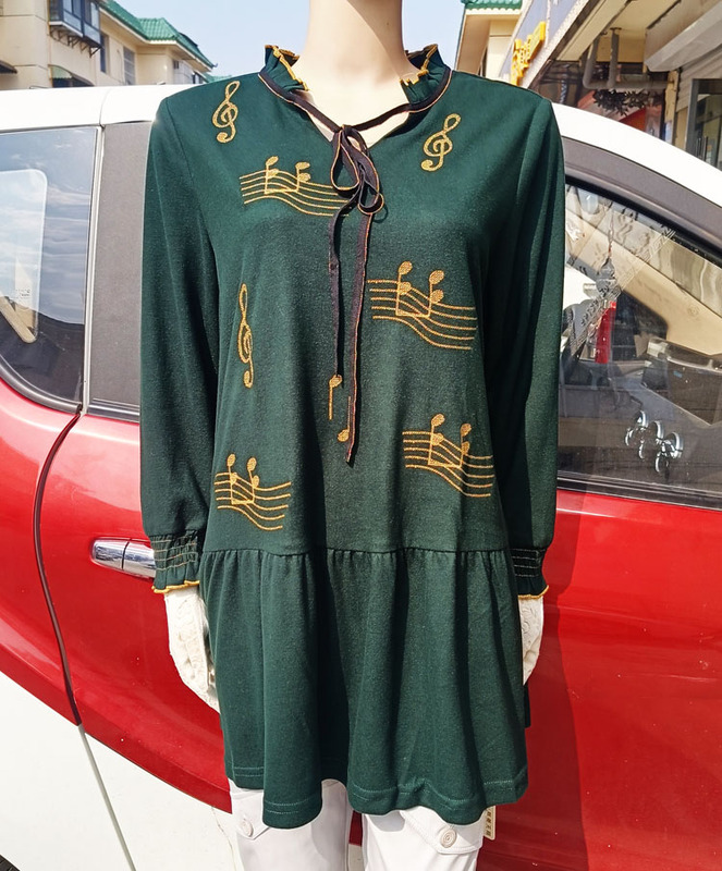Plus-Size Women's Fashion Autumn New Long-Sleeve Embroidered Stylish Pullover Dress