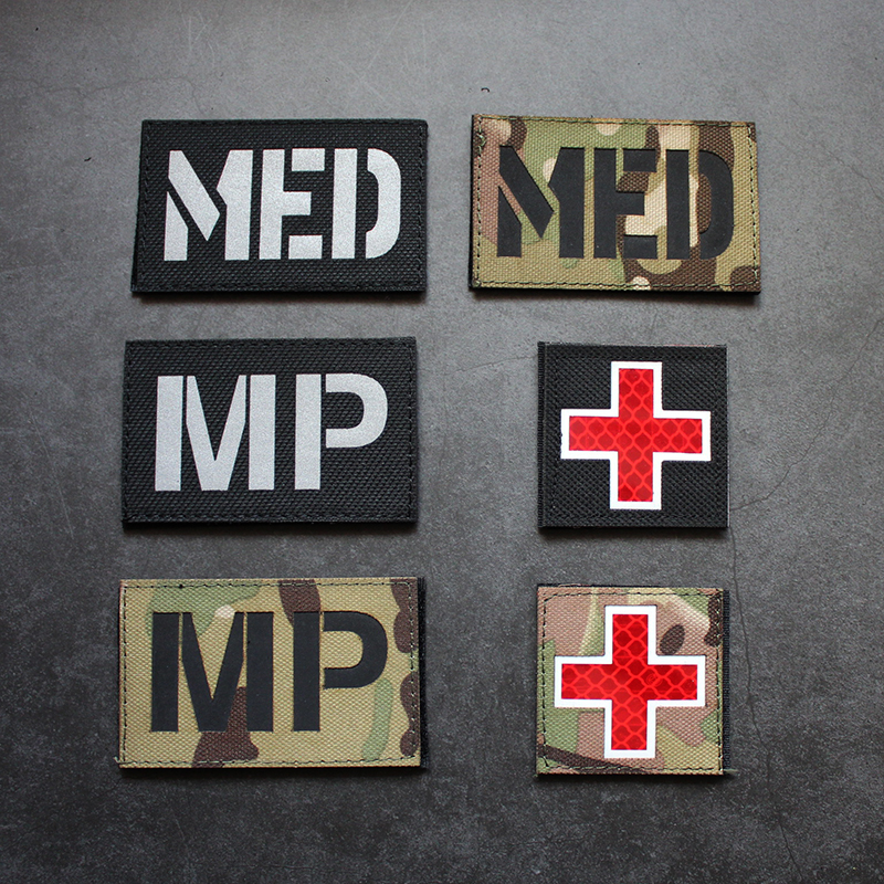 Cross rescue No 1 IR luminous reflective MP Velcro Morale chapter Laser engraving skills chapter MED badge stickers