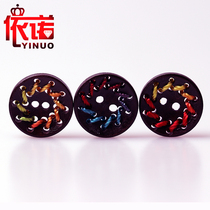 Female button buttoned with nice decorative buckle wood buckle wearing rope buckle Two-eye accessories shoe buckle accessories