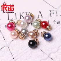 Imitation Pearl Resin Button Round Golden Black White Pearl Decoration Color Drill Button Buttoned