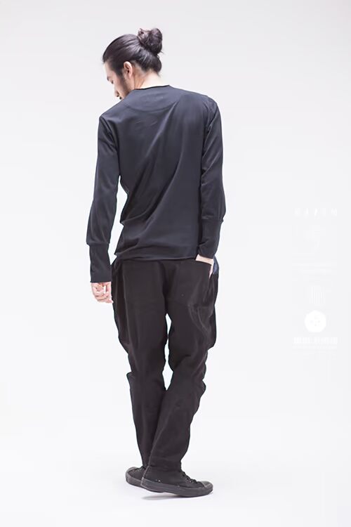 [Vô hạn không lưu hành] cotton dệt kim cắt hữu cơ cắt áo thun dài tay [không phế liệu] áo thun nam tay dài