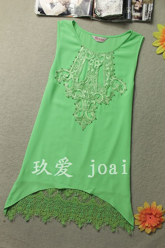 Joai váy hè nữ cổ điển nhỏ Một phiên bản áo voan dài / áo ren C12 sơ mi trắng nữ