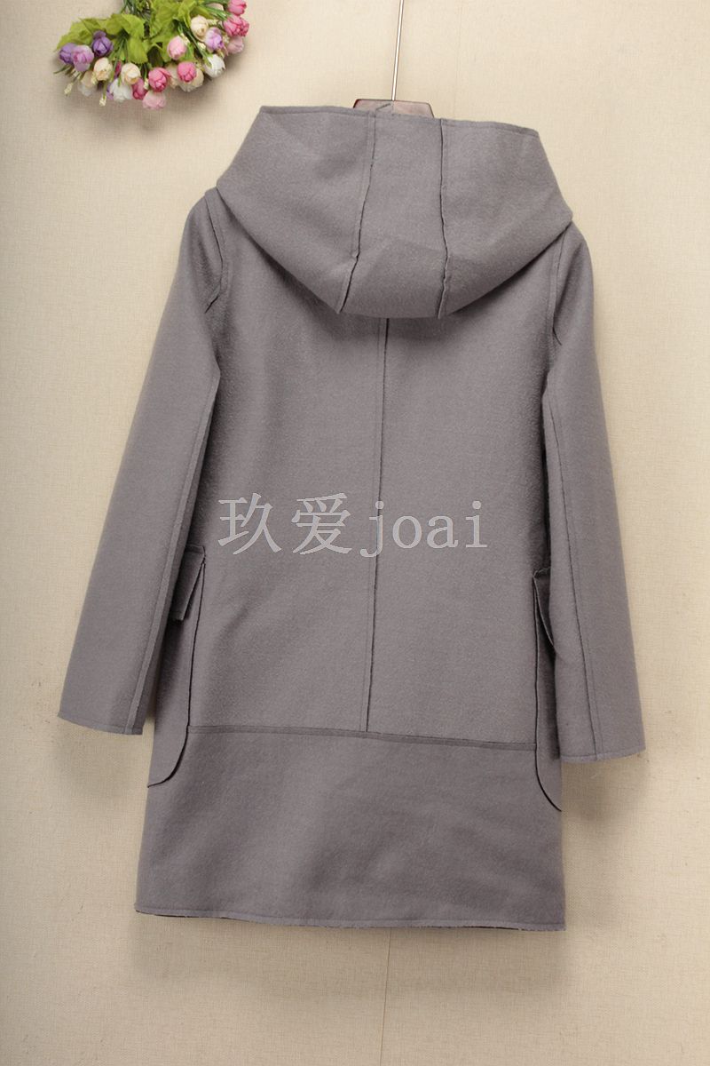 玖 Joai mùa thu mới trùm đầu dài phần mỏng áo khoác len đơn giản 6R106 - Trung bình và dài Coat áo da nữ dáng dài