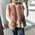 Mùa thu đông 2017 mới thời trang Hàn Quốc giả lông cáo lông cỏ vest vest trong phần dài của vest áo kaki lót lông Faux Fur