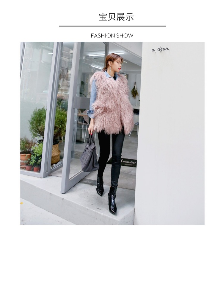 Áo khoác lông cừu đi biển 2018 áo lông mới lông xù giả lông sang trọng cashmere ấm vest giải trí áo dạ ép lông cừu dáng ngắn