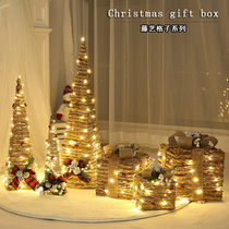 Christmas Decorations Gift Boxes Three Pieces Of Iron Art Luminous Gift Box Heaps Of Christmas Tree Mall Scene Arrangement