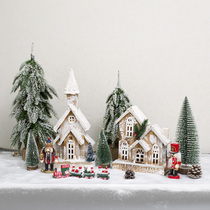Christmas Christmas Tree Wood House Swing Piece Train Lower Snow Scene Diy Decorations Home Decoration Gift Set