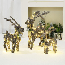 Iron Art Christmas Tree Hemp Silk Christmas Deer Snowman Black Gold Shiny Pink Sequin Scene Decoration Gift Box Three Sets of Pendulum Pieces