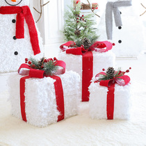 Christmas decorations Christmas tree heaps of luminous iron art gift boxes Three sets of mall hotel shop windows swing pieces of rice white