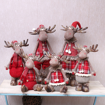 Christmas cute creative elk donkey snowman old telescopic front desk doll ornaments Christmas tree decorations
