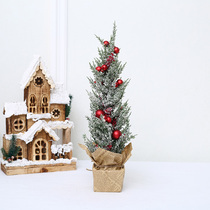 Small Christmas tree mini 50cm desktop decoration ornaments home thin snow flocking Cedar bonsai tree decorations