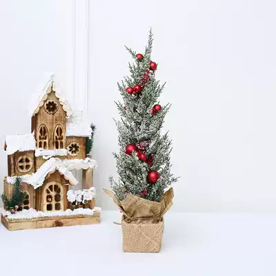 Small Christmas tree mini 50cm table top decoration decoration home snow flocking Cedar bonsai tree decorations