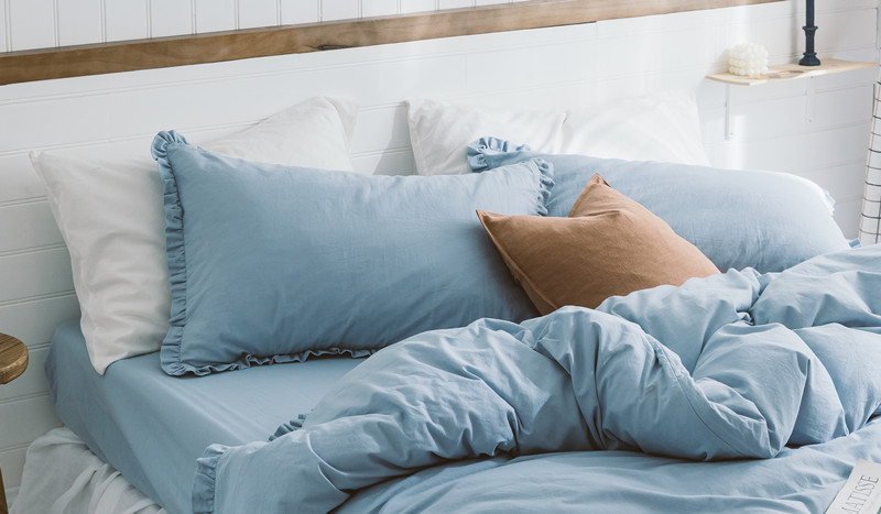 Ruffles bông rửa trong gối tai mảnh bông gối bông một chất rắn 48 * 74cm - Gối trường hợp gối tựa đầu giường