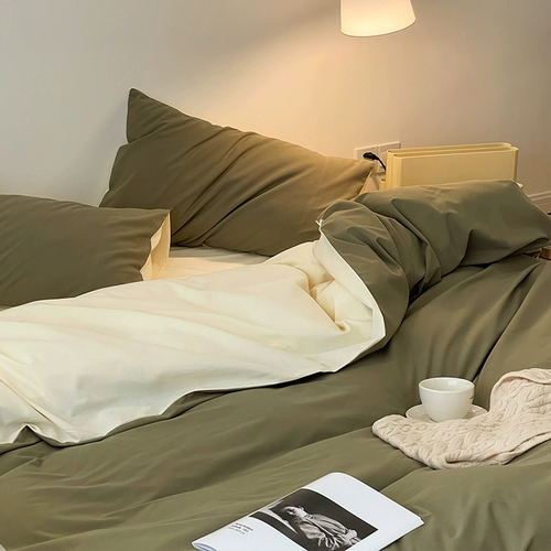 Кремовый хлопковый комплект, покрывало, увеличенная толщина, 4 предмета, простой и элегантный дизайн