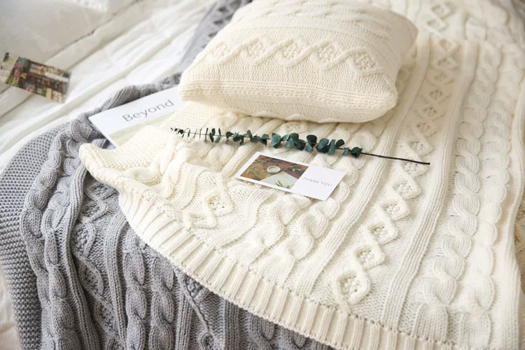 Phong cách Bắc Âu cashmere đan gối len đệm màu rắn sofa vuông gối cửa sổ gối không có lõi gối ôm sofa