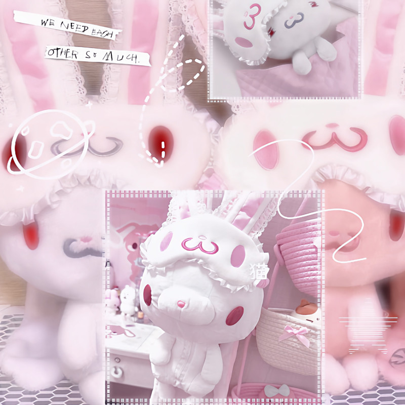 Japanese Sozm Decorative Super Cute Vintage Gloomy Bear Universal Rabbit Eye Mask Ins-Style Plush Toy Doll Costume
