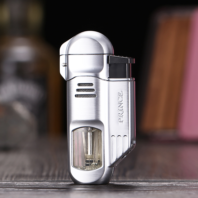 Prince Lighter Japan Windproof Type Blue Flame Four Straight Punch Cigar Lighter Personality Pulse Free Lettering-Taobao