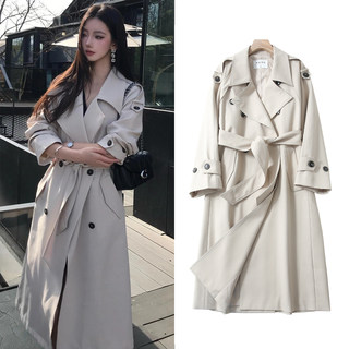 FBB WORKS 巴黎旧梦经典廓形大翻领双排扣中长款气质风衣外套女