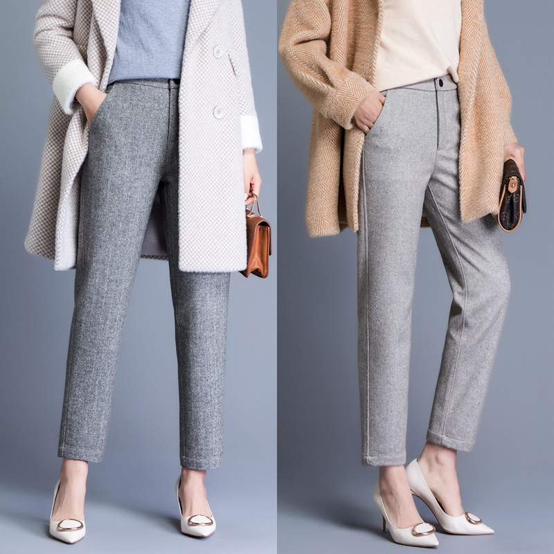 Wool Harenpants woman 90% 2020 new autumn and winter thickening of the subHan version casual smoke pipe small-footed pants