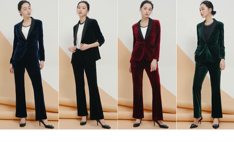 Bộ đồ nhung vàng 2018 mùa thu nhung mới phù hợp với quần Slim thời trang Hàn Quốc phiên bản áo khoác nữ nhỏ váy nữ