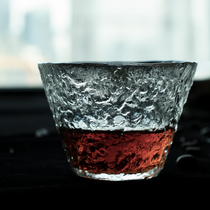 Spot Japan imported hand-made Tsugaru early snow heat-resistant glass Transparent glass hammer pattern teacup Wine glass