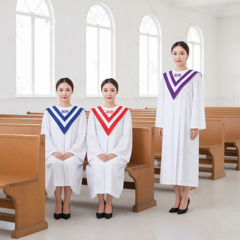 New Embroidered Clothing for Men and Women, Party Attire, Long Robes, Performance Costumes, Choir Uniforms for Men and Women, White Clothing