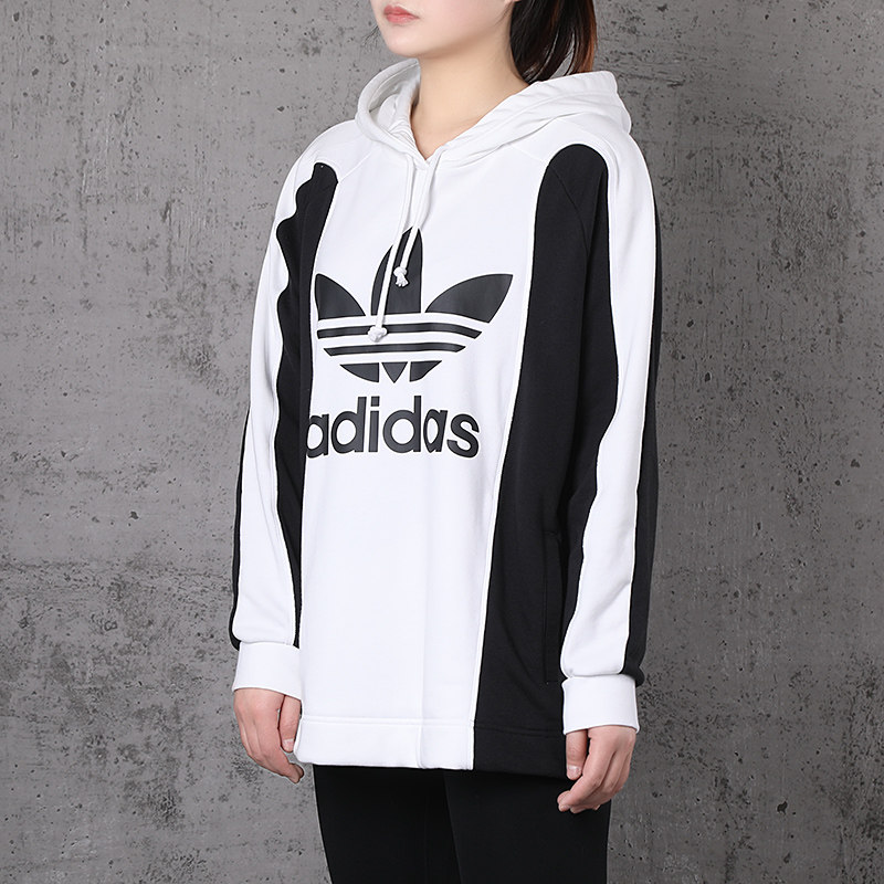 阿迪达斯三叶草卫衣女2020秋季拼接运动服套头衫休闲外套FL4127