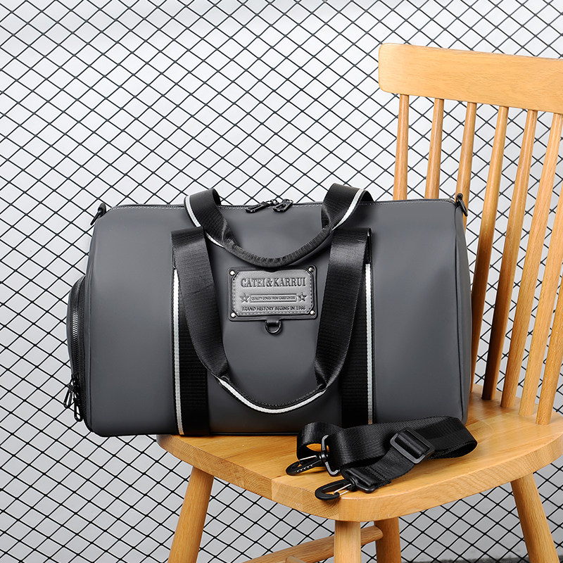 Catei Karrui Men's Travel Bag Handbag Short Travel Travel Duffel Bag Dry Wet Separation Gym Bag