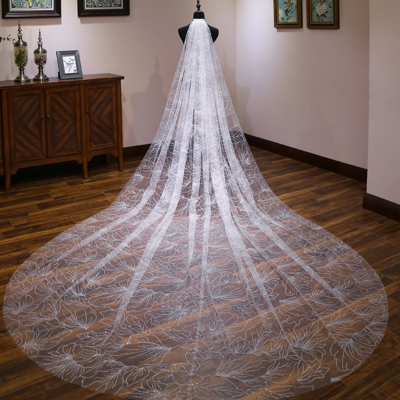 Champagne starred head yarn female brides super-long trailing wedding dresses wedding dresses headwear head decorated with long version of supersenssen white