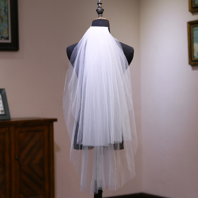 Wedding veil Female bride short Korean simple veil headdress super fairy net red photo props Mori veil white