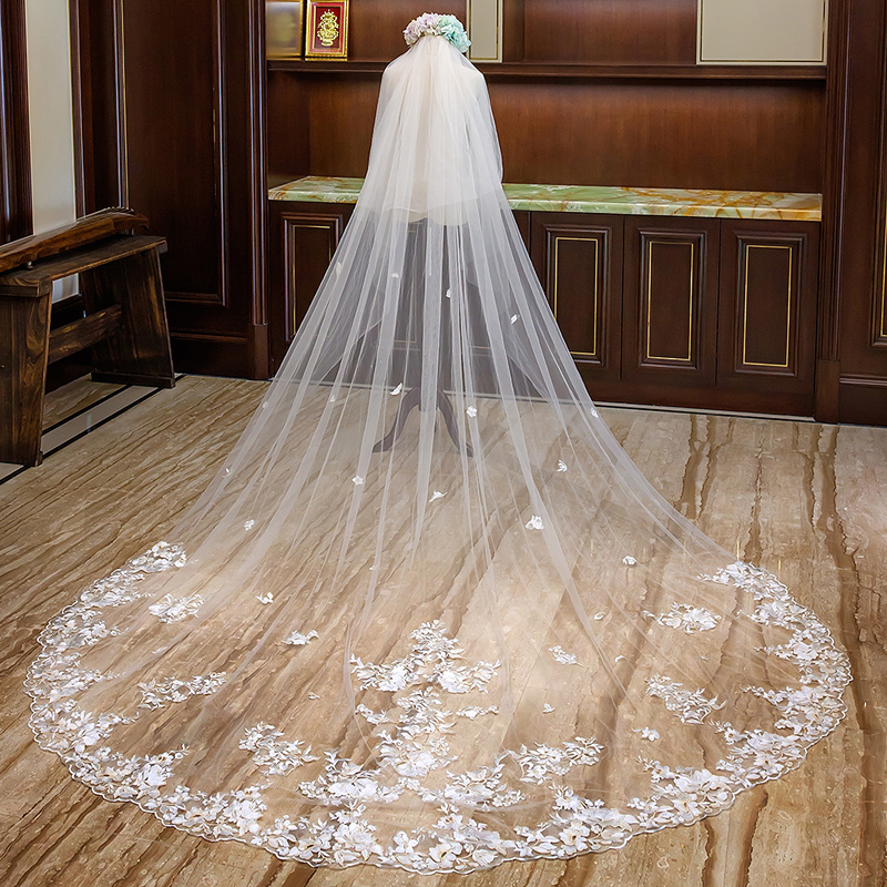 Champagne starred head yarn female brides super-long trailing wedding dresses wedding dresses headwear head decorated with long version of supersenssen white