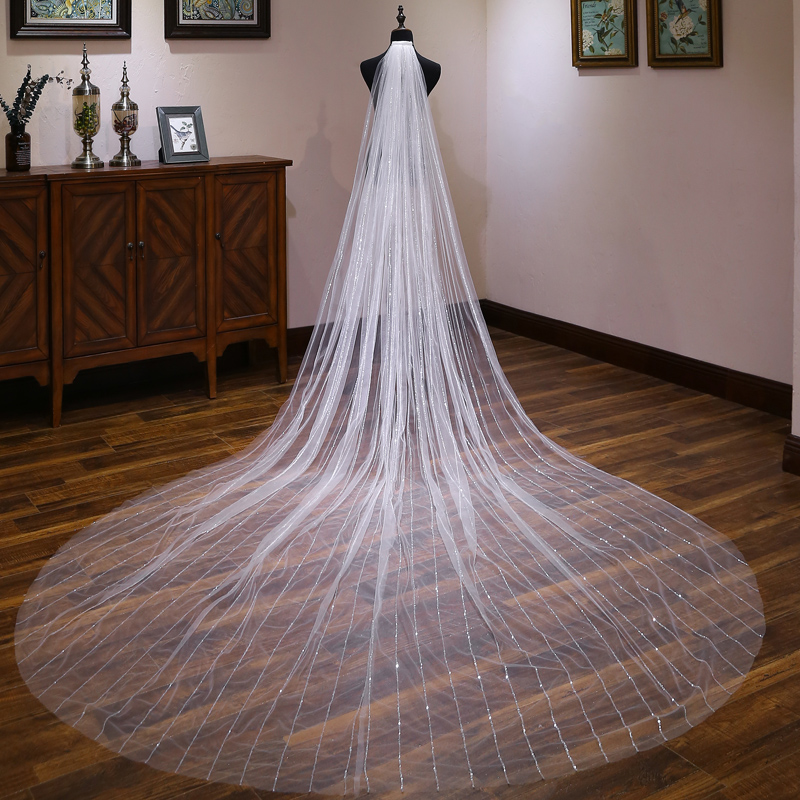 Champagne star star dress bride ultra long drag wedding dress dress dress dress long edition super-sen white