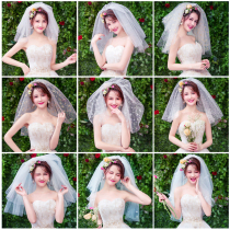  Wedding veil female bride short wedding simple veil headdress super fairy net red photo props forest veil white
