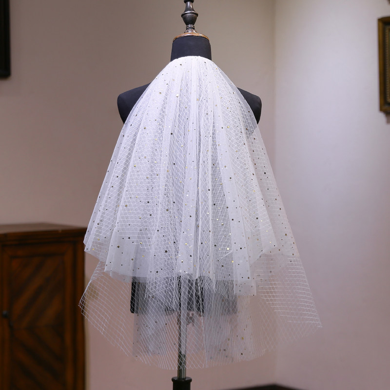 Wedding dresses head yarn female bridal shorts Korean style minimalist head yarn headwear overfairy nemesis red photo Props Mori head yarn white