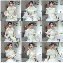  Bridal shawl lace thin sunshade sunscreen white cape one-shoulder summer banquet wedding wedding shawl female