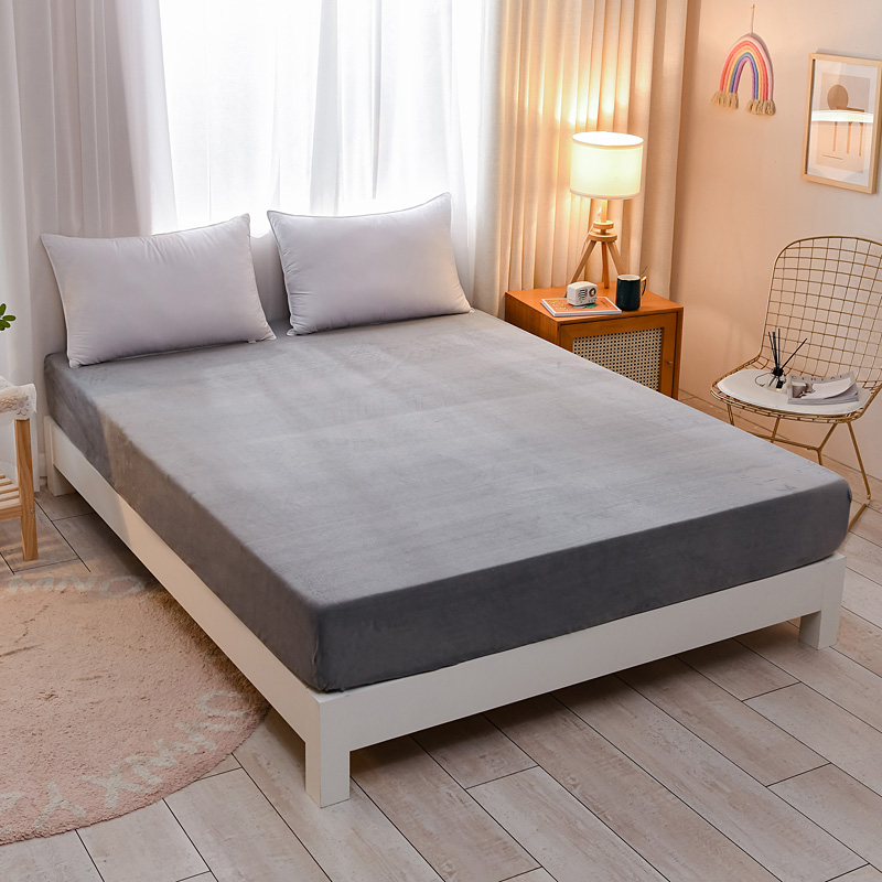 Milk velvet bed hat one-piece non-slip fixed bedspread bed cover 1 8m1 5 m Simmons mattress dustproof protective cover